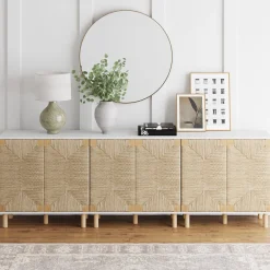 Seagrass Storage Cabinet Credenza White (Set of 3)