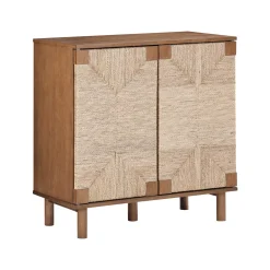 Seagrass Storage Cabinet Credenza Dark Brown (Set of 3)