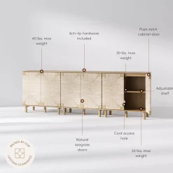 Seagrass Storage Cabinet Credenza Brown (Set of 3)