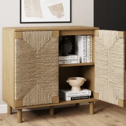 Seagrass Storage Cabinet Credenza Brown (Set of 3)