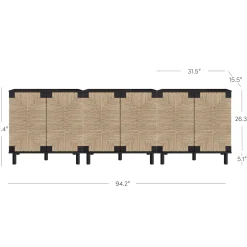 Seagrass Storage Cabinet Credenza Black (Set of 3)