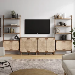 Seagrass TV Wall Unit Dark Brown (2 Cabinets)