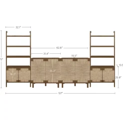 Seagrass TV Wall Unit Dark Brown (2 Cabinets)