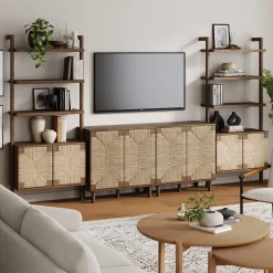 Seagrass TV Wall Unit Dark Brown (2 Cabinets)