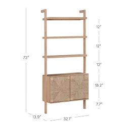 Seagrass Wall Bookshelf with Doors Raw Oak