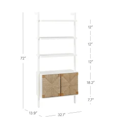 Seagrass Wall Bookshelf with Doors White