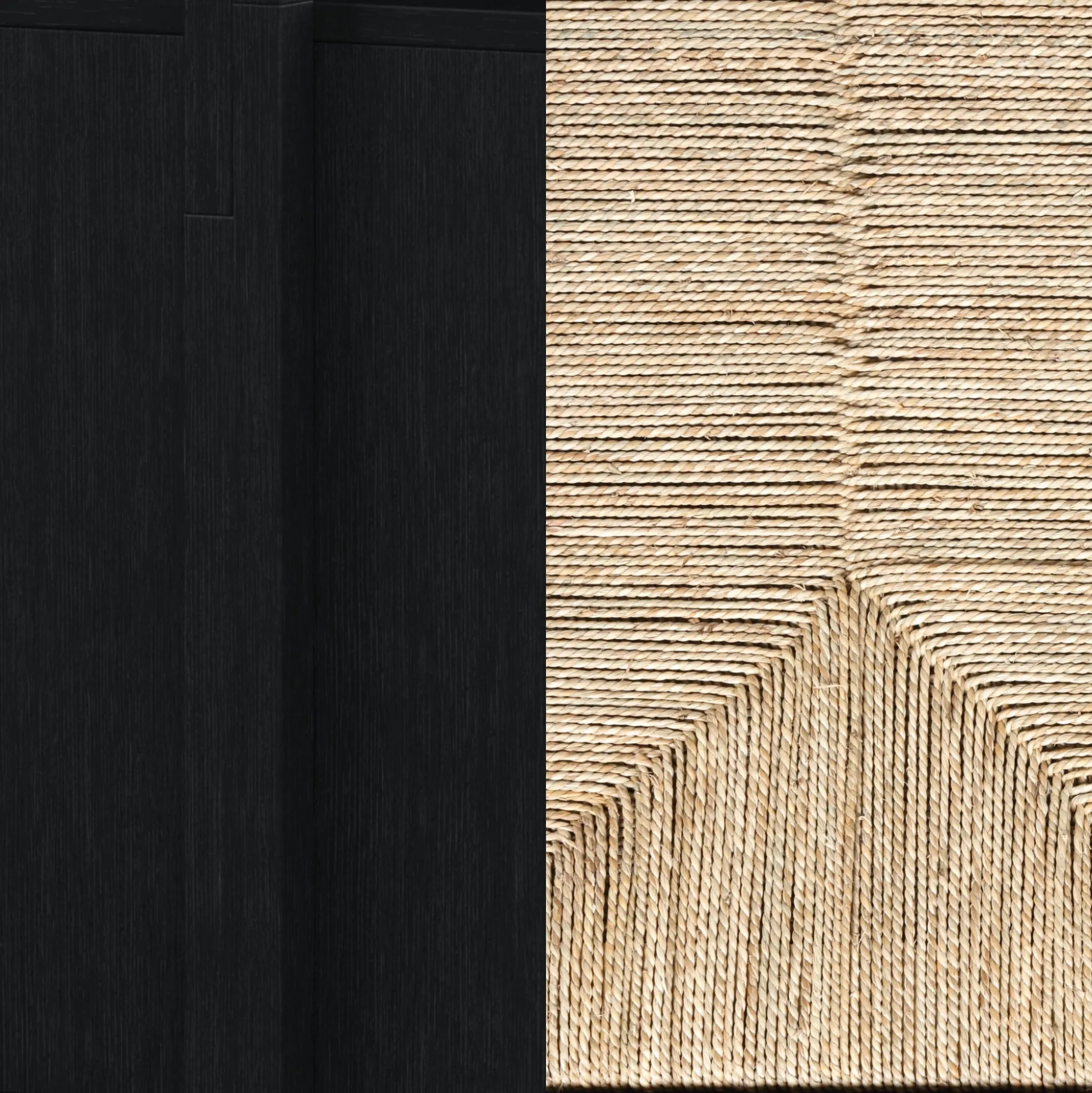 Seagrass Wall Bookshelf with Doors Black