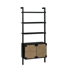 Seagrass Wall Bookshelf with Doors Black