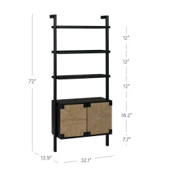 Seagrass Wall Bookshelf with Doors Black