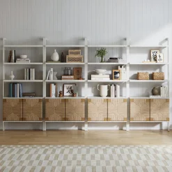 Seagrass Wall Bookshelves with Doors White (Set of 4)