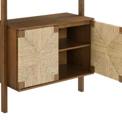 Seagrass Wall Bookshelves with Doors Dark Brown (Set of 4)