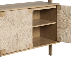 Seagrass Wall Bookshelves with Doors Light Brown (Set of 4)