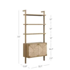 Seagrass Wall Bookshelves with Doors Light Brown (Set of 4)