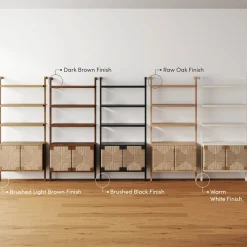 Seagrass Wall Bookshelves with Doors White (Set of 2)