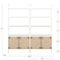 Seagrass Wall Bookshelves with Doors White (Set of 2)