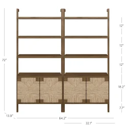 Seagrass Wall Bookshelves with Doors Dark Brown (Set of 2)