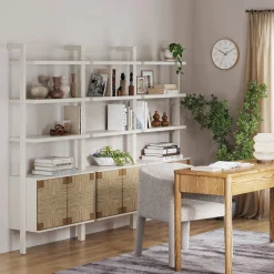 Seagrass Wall Bookshelves with Doors White (Set of 3)