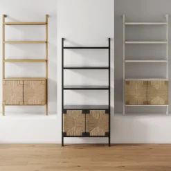 Seagrass Wall Bookshelves with Doors White (Set of 3)