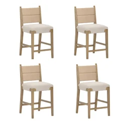 Seagrass & Wood Counter Height Bar Stool Light Brown (Set of 4)