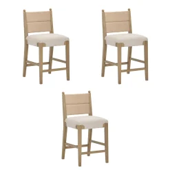 Seagrass & Wood Counter Height Bar Stool Light Brown (Set of 3)