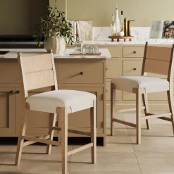 Seagrass & Wood Counter Height Bar Stool Light Brown (Set of 2)