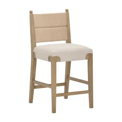 Seagrass & Wood Counter Height Bar Stool Light Brown