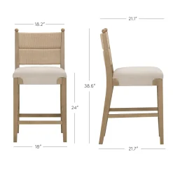 Seagrass & Wood Counter Height Bar Stool Light Brown