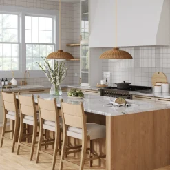 Seagrass & Wood Counter Height Bar Stool Light Brown