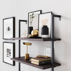6-Shelf Bookcase Nutmeg Matte Black (Set of 2)
