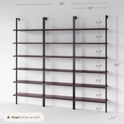 6-Shelf Bookcase Nutmeg Matte Black (Set of 3)