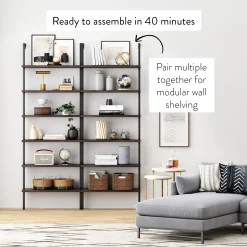 6-Shelf Bookcase Nutmeg Matte Black (Set of 3)