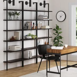 6-Shelf Bookcase Nutmeg Matte Black (Set of 3)