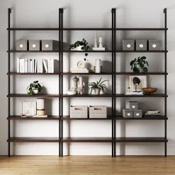 6-Shelf Bookcase Nutmeg Matte Black (Set of 3)