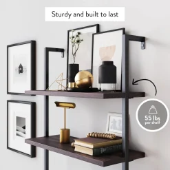 6-Shelf Bookcase Nutmeg Matte Black (Set of 4)