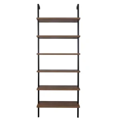 6-Shelf Bookcase Oak Matte Black (Set of 3)
