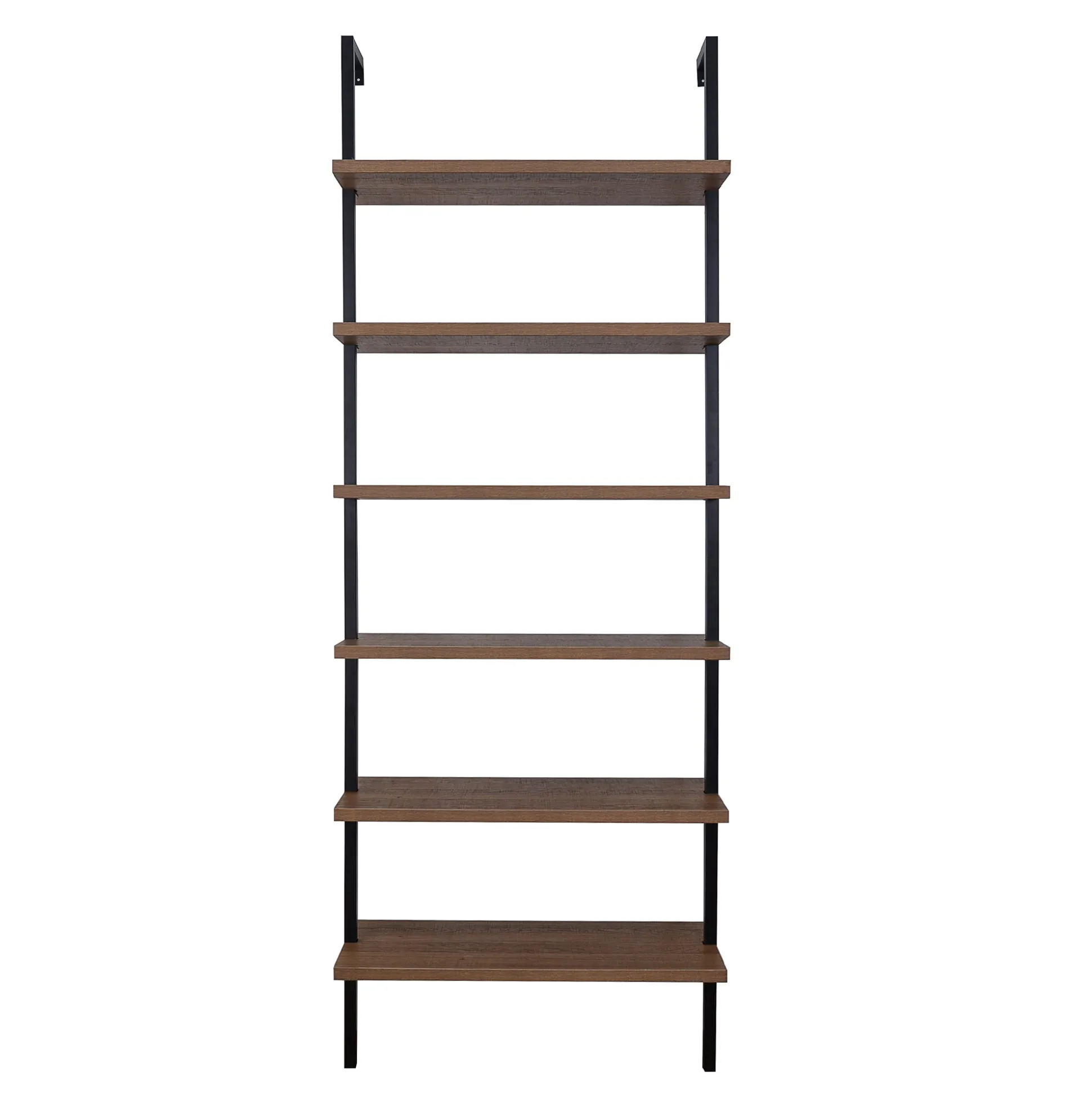 6-Shelf Bookcase Oak Matte Black (Set of 3)