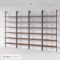 6-Shelf Bookcase Oak Matte Black (Set of 4)