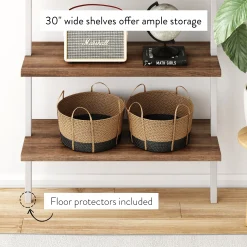 6-Shelf Bookcase Oak Matte White (Set of 2)