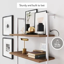 6-Shelf Bookcase Oak Matte White (Set of 2)