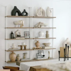 6-Shelf Bookcase Oak Matte White (Set of 3)