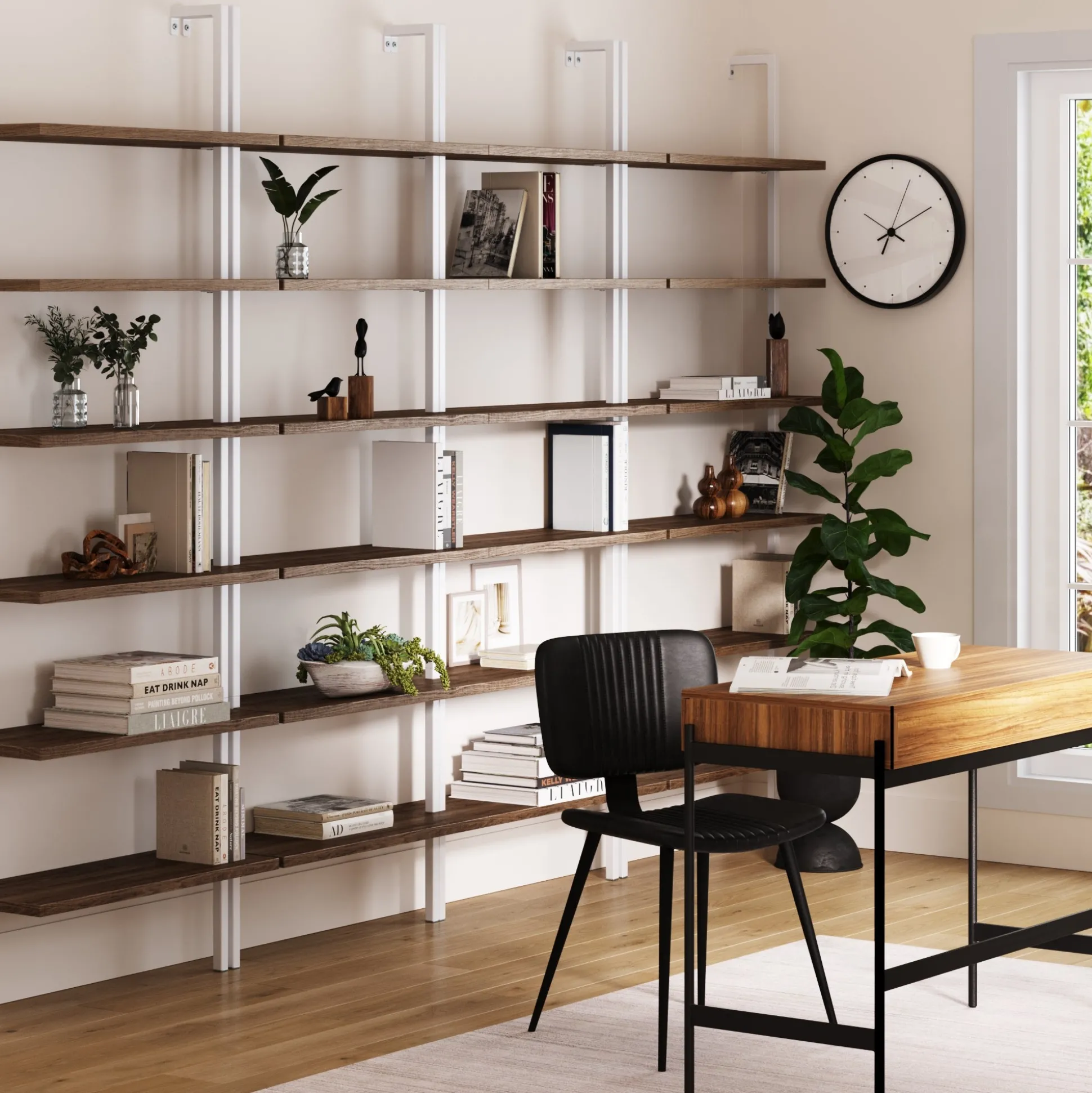 6-Shelf Bookcase Oak Matte White (Set of 4)