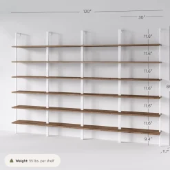 6-Shelf Bookcase Oak Matte White (Set of 4)