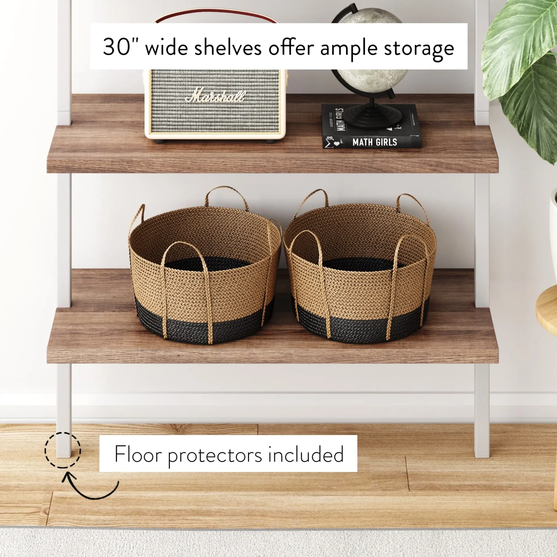 6-Shelf Bookcase Oak Matte White (Set of 4)
