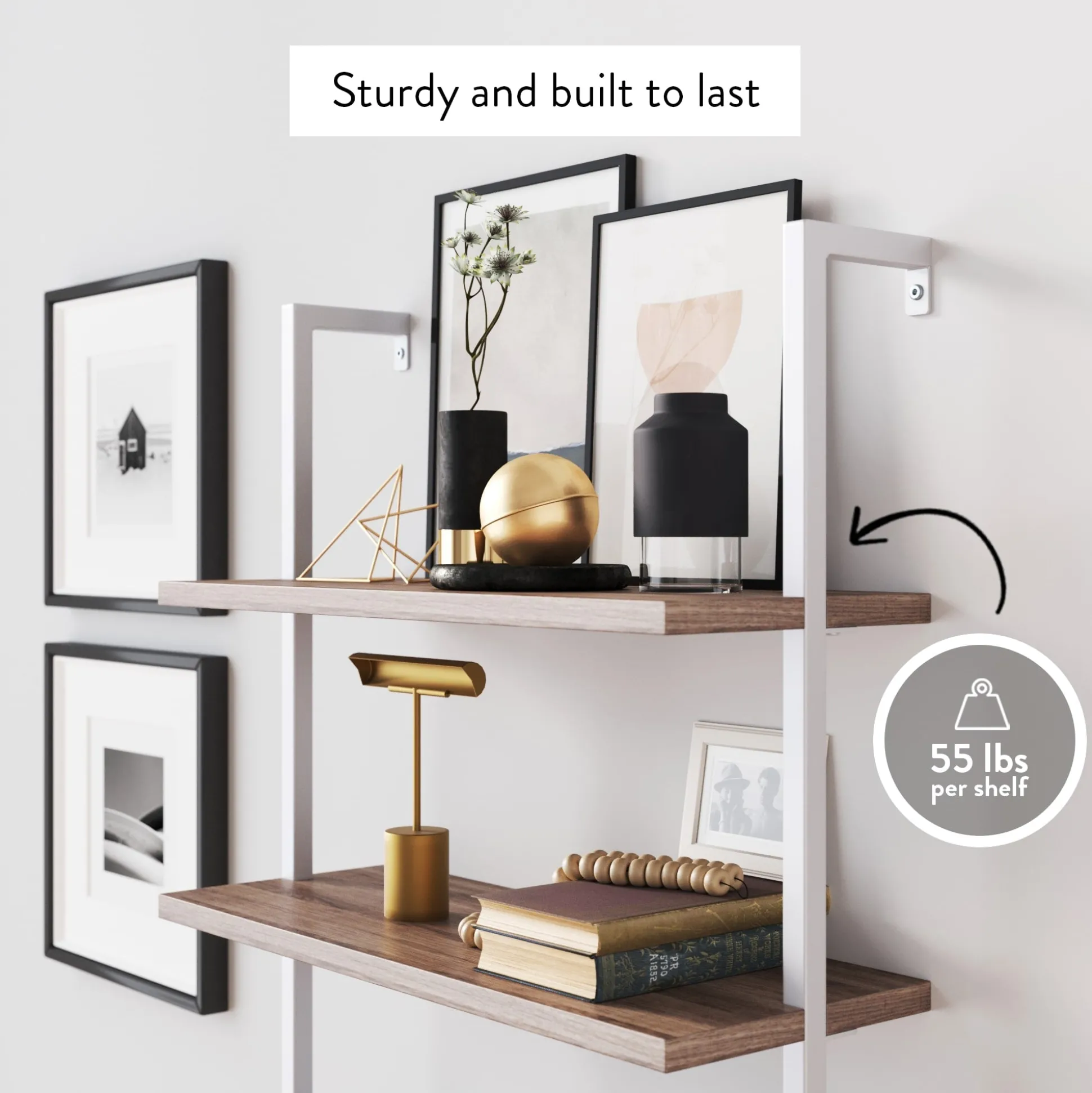 6-Shelf Bookcase Oak Matte White (Set of 4)