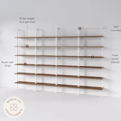 6-Shelf Bookcase Oak Matte White (Set of 4)