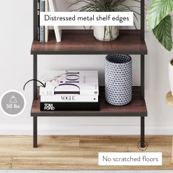 5-Shelf Bookshelf Walnut Matte Black (Set of 4)