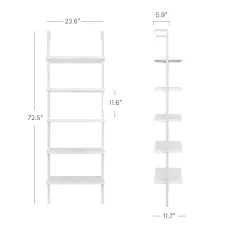 5-Shelf Coastal Ladder Bookshelf White (Set of 4)