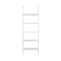 5-Shelf Coastal Ladder Bookshelf White (Set of 2)