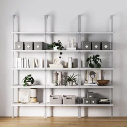 5-Shelf Coastal Ladder Bookshelf White (Set of 3)