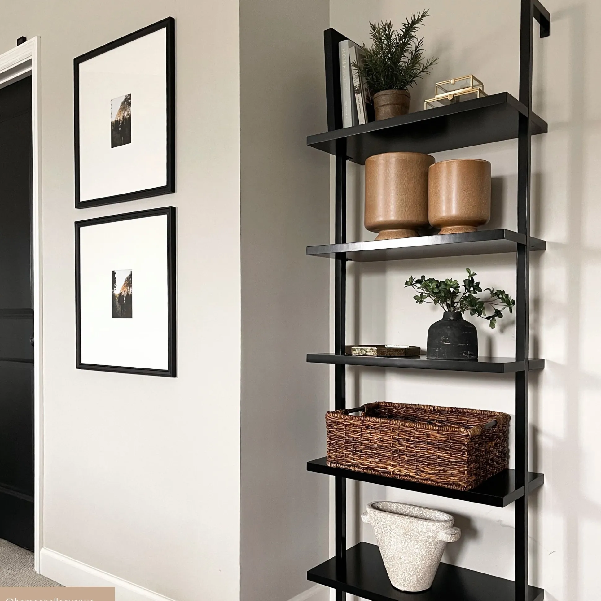 5-Shelf Ladder Bookshelf Black (Set of 2)